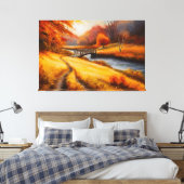 Lebhafte Herbstwaldmalerei - Herbstlandschaft Leinwanddruck (Insitu (Schlafzimmer))