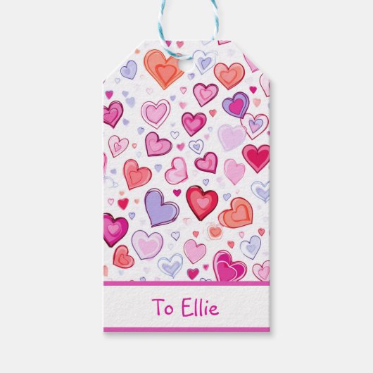 Lebhafte Herzen | Farblich | Benutzerdefiniert nac Geschenkanhänger (Vorderseite)