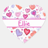 Lebhafte Herzen | Farblich | Benutzerdefiniert nac Herz-Aufkleber (Vorderseite)