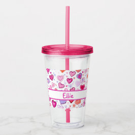 Lebhafte Herzen | Farblich | INDIVIDUELLE NAME Acryltrinkbecher
