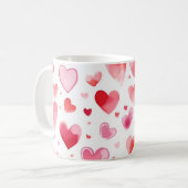 Lebhafte Herzen | Farblich | Valentinstag Kaffeetasse (Vorderseite Links)