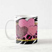 Lebhafte Herzmuster mit Animal Prints und Glit Kaffeetasse (Links)