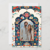 Lebhafte Hochzeit der indischen Volkskunst Save The Date (Rückseite)