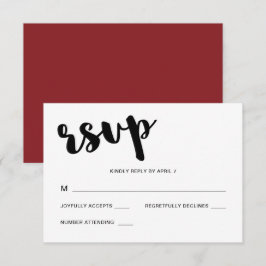 Lebhafte Hochzeit der roten Whimsiktypografie RSVP Karte