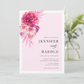 Lebhafte Hochzeit in Hot Pink Einladung (Stehend Vorderseite)