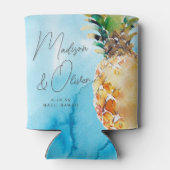 Lebhafte Hochzeit mit tropischen Ananas Dosenkühler (Rückseite)