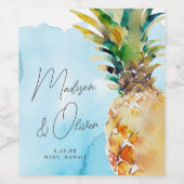 Lebhafte Hochzeit mit tropischen Ananas Weinetikett (Einzelnes Label)
