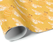 Lebhafte Honigbienen auf goldgelbem Untergrund Geschenkpapier (Rolleneckpunkt)