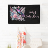 Lebhafte Hummingbird und rosa Blütendusche Banner (Insitu)