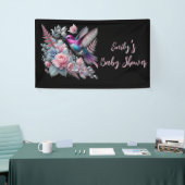 Lebhafte Hummingbird und rosa Blütendusche Banner (Messeveranstaltung)