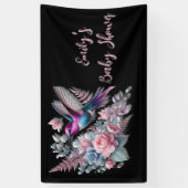 Lebhafte Hummingbird und rosa Blütendusche Banner (Vertikal)