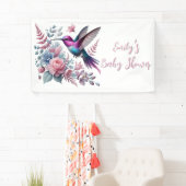 Lebhafte Hummingbird und rosa Blütendusche Banner (Insitu)