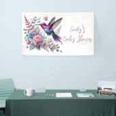 Lebhafte Hummingbird und rosa Blütendusche Banner (Messeveranstaltung)