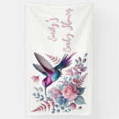 Lebhafte Hummingbird und rosa Blütendusche Banner (Vertikal)