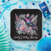 Lebhafte Hummingbird und rosa Blütendusche Pappteller (Party)