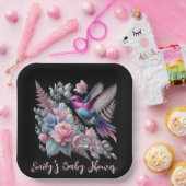 Lebhafte Hummingbird und rosa Blütendusche Pappteller (Party)