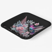 Lebhafte Hummingbird und rosa Blütendusche Pappteller (Gewinkelt)