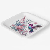 Lebhafte Hummingbird und rosa Blütendusche Pappteller (Gewinkelt)