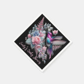 Lebhafte Hummingbird und rosa Blütendusche Serviette (Ecke)