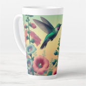 Lebhafte Hummingvogelfliegen unter farbenfrohen Bl Milchtasse (Linke Ecke)