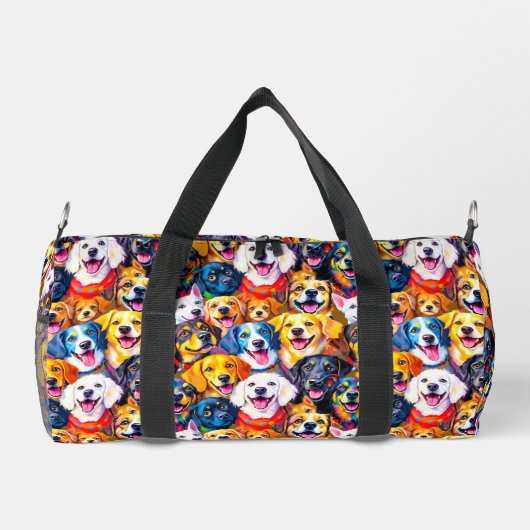 Lebhafte Hunde Print Duffle Bag (Rückseite)