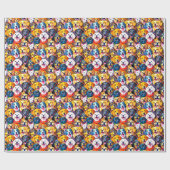 Lebhafte Hunde Print Geschenkpapier (Flach)