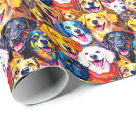Lebhafte Hunde Print Geschenkpapier