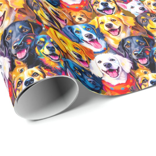 Lebhafte Hunde Print Geschenkpapier (Rolleneckpunkt)