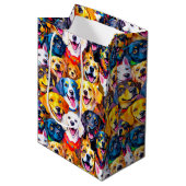 Lebhafte Hunde Print Mittlere Geschenktüte (Vorderseite Schrägansicht)