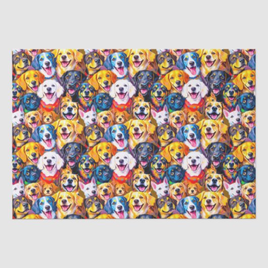 Lebhafte Hunde Print Seidenpapier (Vorderseite)