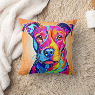Lebhafte Hundekunst: farbenfrohe Malerei Kissen