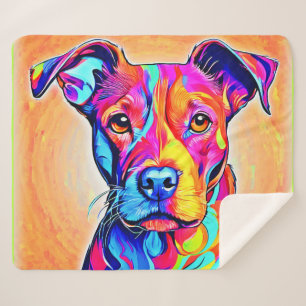 Lebhafte Hundekunst: farbenfrohe Malerei Sherpadecke