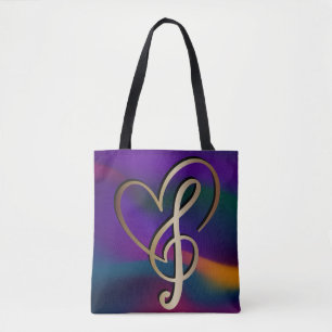 Lebhafte I. Liebe Herz Gold Musiknote Tasche