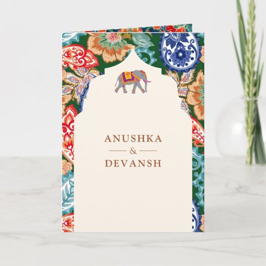 Lebhafte indische Volkskunst-Hochzeit Einladung (Vorderseite)