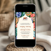 Lebhafte indische Volkskunst-Hochzeit Einladung