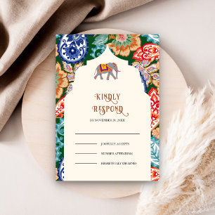 Lebhafte indische Volkskunst-Hochzeit RSVP Karte