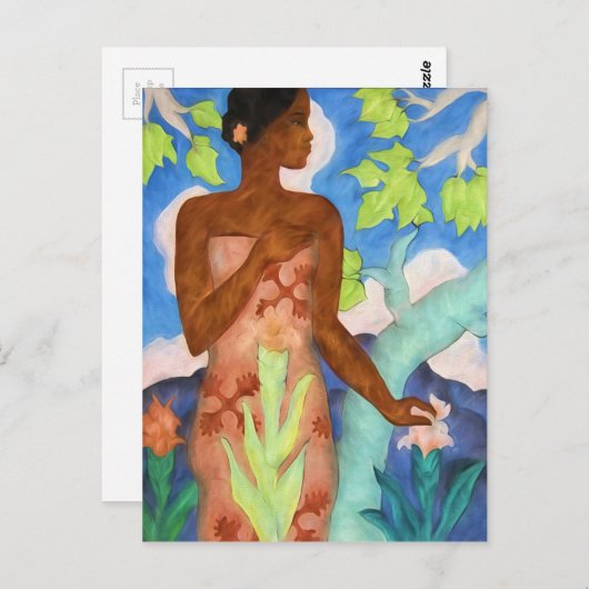 Lebhafte Inselhues und polynesische Frauen Postkarte (Vorne/Hinten)