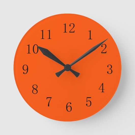 Lebhafte internationale Orangefarbene Küchenmauer Runde Wanduhr (Vorderseite)