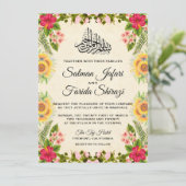 Lebhafte islamische Hochzeitsfeier mit tropischer Einladung (Stehend Vorderseite)