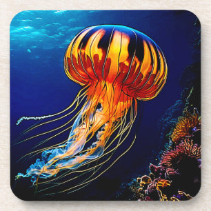 Lebhafte Jellyfish Unterwasserkunst Getränkeuntersetzer