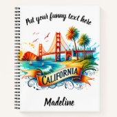 Lebhafte kalifornische Küste mit berühmter Brücke Notizblock (Vorderseite)