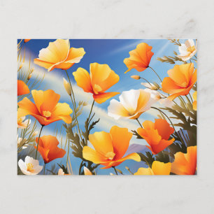 Lebhafte kalifornische Poppies Meadow Postkarte