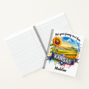Lebhafte Kansas-Landschaft mit Sonnenblumen bei So Notizblock