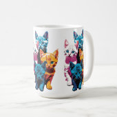 Lebhafte Kätzchen im Pop Art Style Kaffeetasse (VorderseiteRechts)