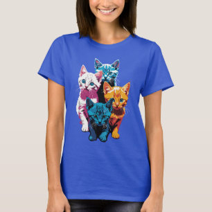 Lebhafte Kätzchen im Pop Art Style T-Shirt