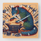 Lebhafte Katzenschmieden-Tools in Workshop Quadratische Wanduhr (Vorderseite)