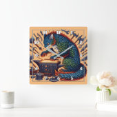 Lebhafte Katzenschmieden-Tools in Workshop Quadratische Wanduhr (Zuhause)