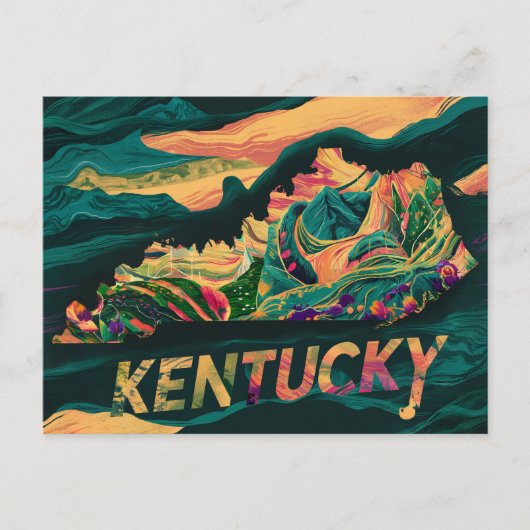 Lebhafte Kentucky Karte Kunst (Vorderseite)