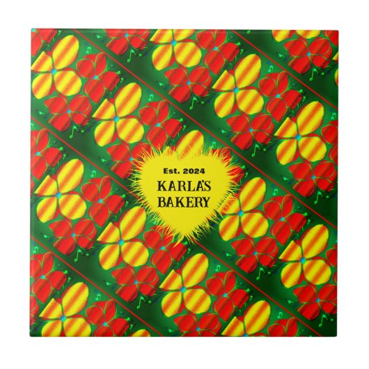 Lebhafte Keramik Rot und Gelb Fliese (Vorderseite)