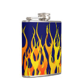 Lebhafte klassische Racing-Flammen auf Navy Blue Flachmann (Rechts)